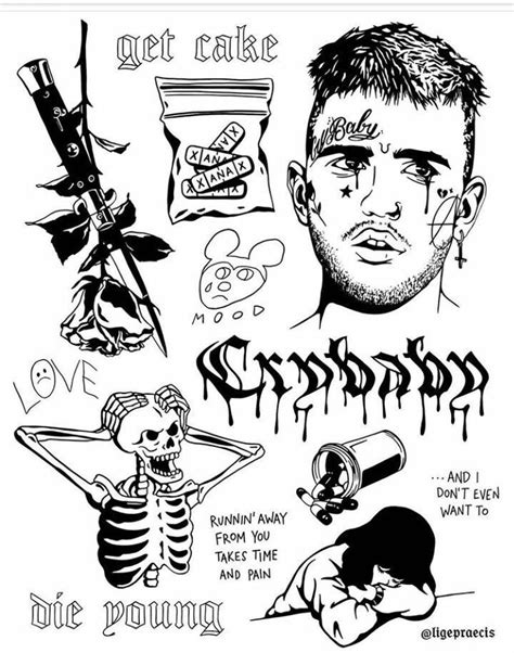 Lil Peep Tattoos Lil Peep Tattoos Tattoo Flash Art Tattoo Sketches