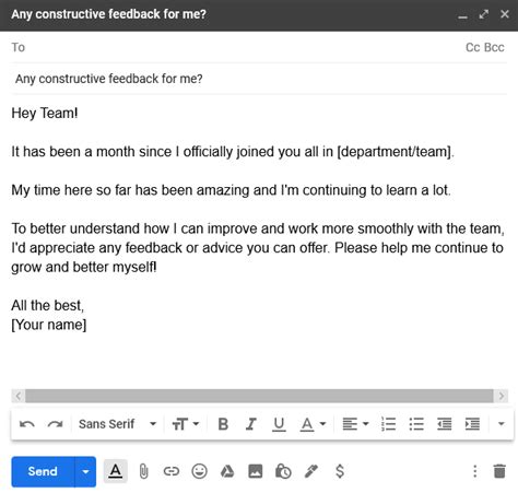 How To Request Feedback From Coworkers Email Template
