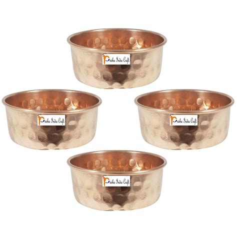 Buy Prisha India Craft Hammered Design Pure Copper Serving Bowl Set Of 4 Online At Low Prices
