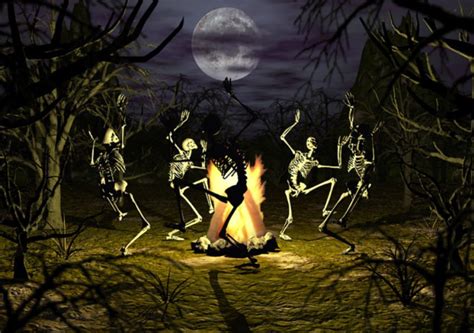 Skeletons Dancing Around Fire Halloween Skeletons Halloween Haunt