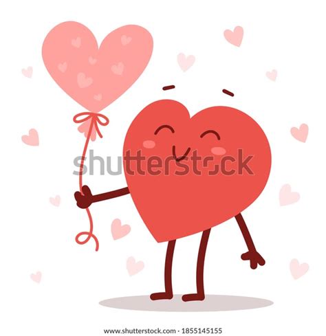 Vector Red Cute Happy Heart Character Stock Vector Royalty Free