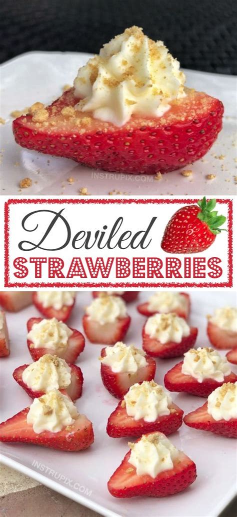 Spoon into a piping bag or a resealabe bag with a corner snipped. Deviled Strawberries (Made with a Cheesecake Filling ...
