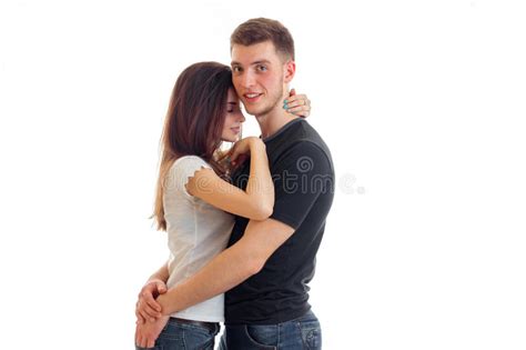 Pretty Young Heterosexual Couple Hugging Stock Image Image Of Estate