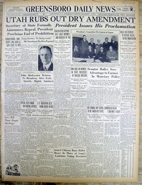 Best 1933 Display Headline Newspaper Prohibition Ends As Utah Votes For