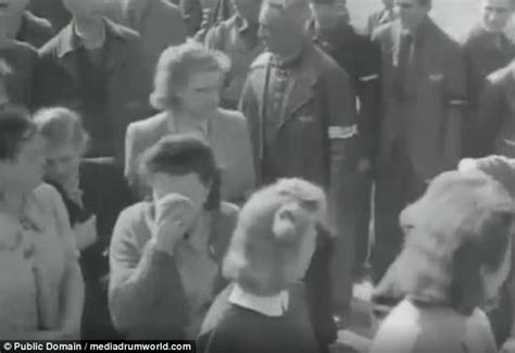 Clip Shows Germans Made To Walk Around Nazi Camp After Ww2 Daily Mail