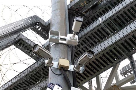 Street Surveillance Cameras Are Mounted Stock Photo Image Of Safe