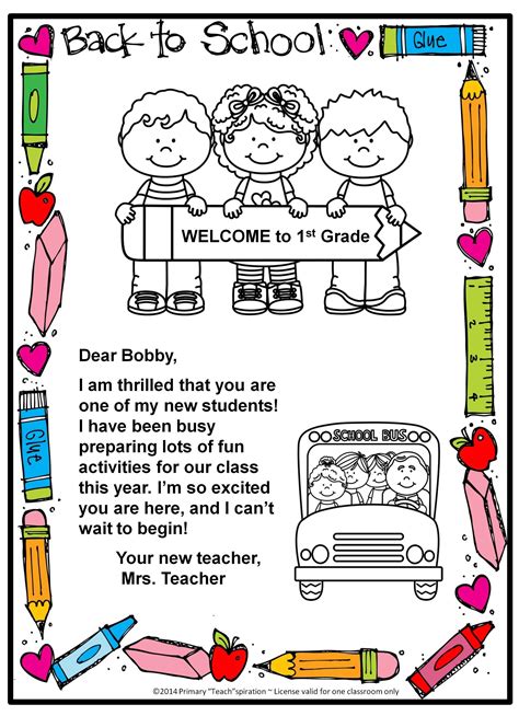 Free Back To School Welcome Letter And Postcard Editable Preschool