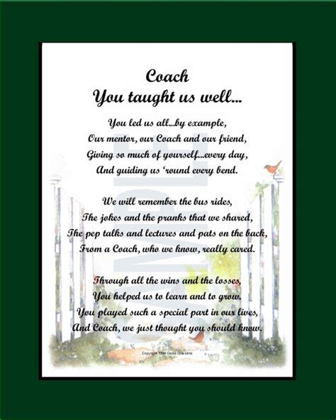 Coach Poem Digital Download Coach Print Coach Thank You Etsy