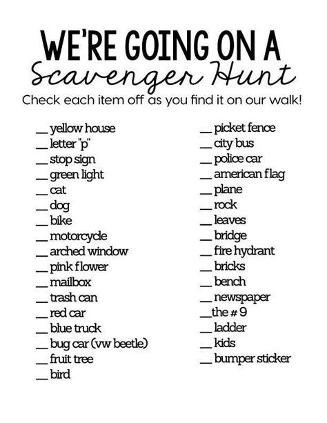 Printable Scavenger Hint Template Word Distance Learning Virtual