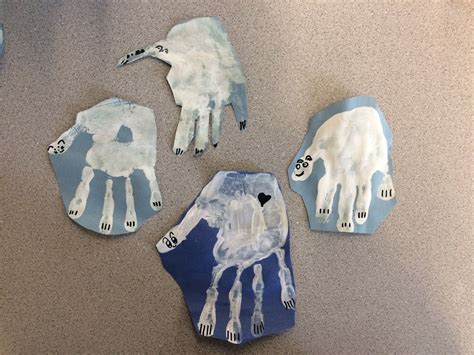 Handprint Polar Bear Winter Crafts Polar Bear Moose Art