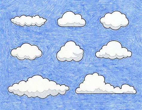 Easy How To Draw Clouds Tutorial And Clouds Coloring Page Cloud