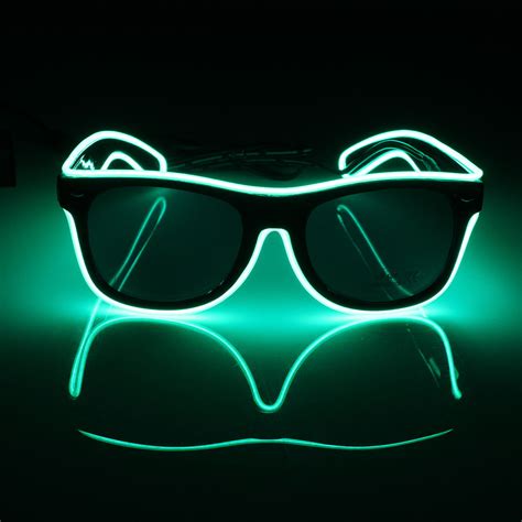 Women Mens Fashion El Glasses Neon Led Light Up Shutter Shaped Glow Sun Glasses Rave Costume