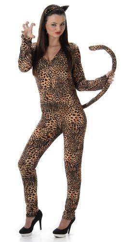 Wild Cat Suits Ladies Fancy Dress Adults Animal Print Womens Halloween