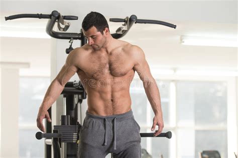 Hairy Man Flexing Muscles Abdominal Iron Stock Image Everypixel