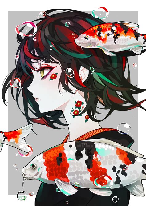 How to draw the head looking down or as seen from above. #women anime girls portrait display #artwork digital art #2D #profile water drops #fish #koi # ...