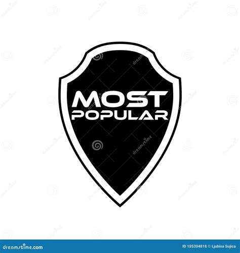 Most Popular Badge Shield Icon Isolated On White Background Stock