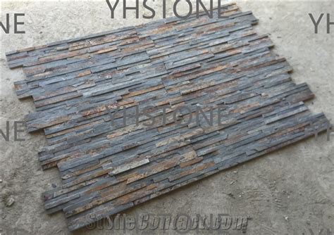 Rusty Natural Slate Stacked Stone Thin Veneer Wall Panels From China