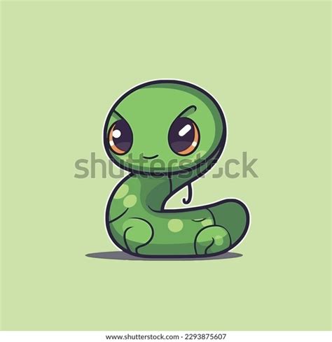 Cute Kawaii Snake Chibi Mascot Vector Stock Vector Royalty Free