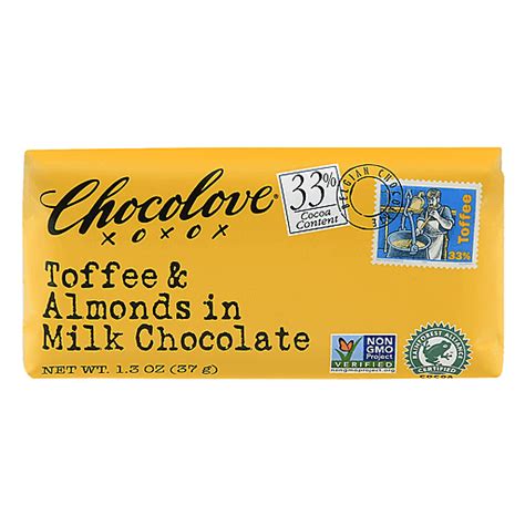 Chocolove Xoxox Premium Chocolate Bar Milk Chocolate Toffee And