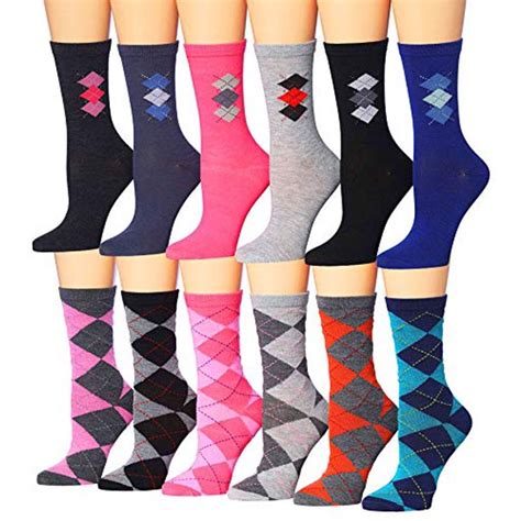 Colorfut Womens 12 Pairs Colorful Patterned Crew Socks Wc83 Ab