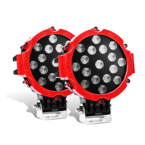 Nilight 2 Pcs 15023fr B 7 Inch Round 51w Flood Led Lights For Offroad