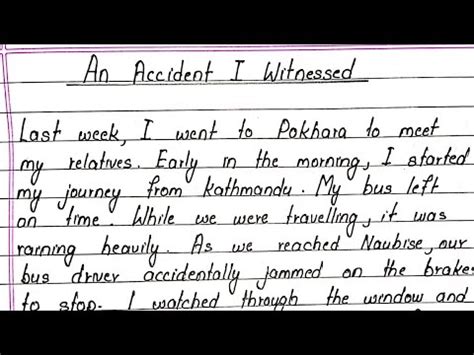 An Accident I Witnessed Paragraph Writing Writeology Tv Youtube