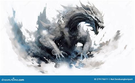 Generative AI, Frostfire: the Icy Breath of the Mighty Dragon Stock