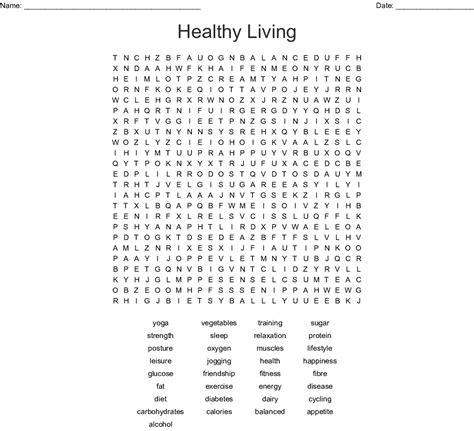 Healthy Living Word Search Wordmint