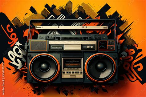 Illustration Of A Boombox On A Graphical Background Portable Stereo