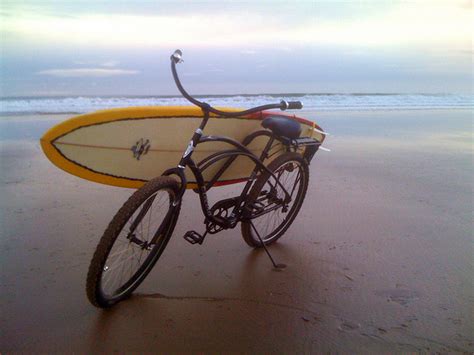 Bicycling And Surfing Blend At Beach In Montauk Velojoy