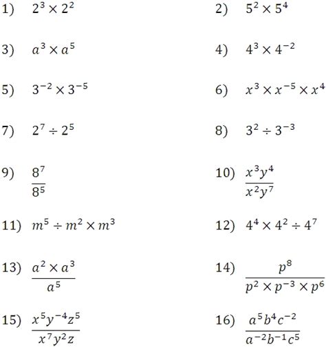 Exponents Multiplying And Dividing