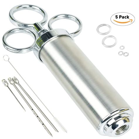 buy home servz 304 stainless steel turkey baster syringe injector needle with cleaning brush