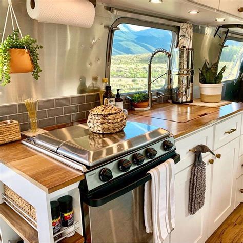 One Of The Prettiest Kitchens Ive Ever Seen In A Vintage Airstream 💚