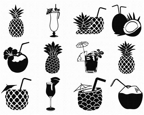 tropical drinks svg bundle tropical drinks svg coconut svg pineapple svg pina colada svg