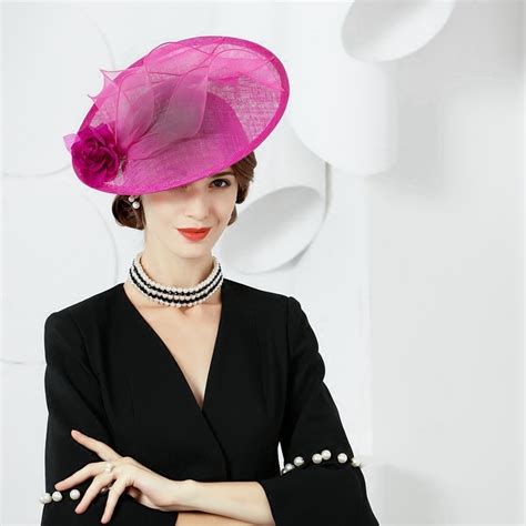 British Style Rose Ladies Formal Fedora Women Summer Flower Fascinators Sinamay Church Hats
