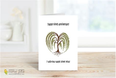9th anniversary card funny ninth anniversary card willow etsy