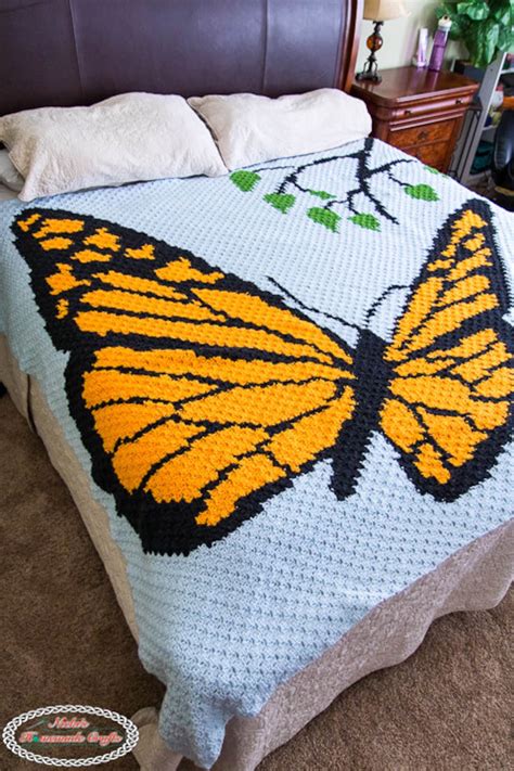 Crochet Monach Butterfly Blanket Made With Mini C2c Digital Etsy