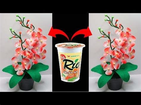 Cara membuat bunga hiasan meja. Bunga anggrek dari plastik gelas | Cara membuat bunga ...