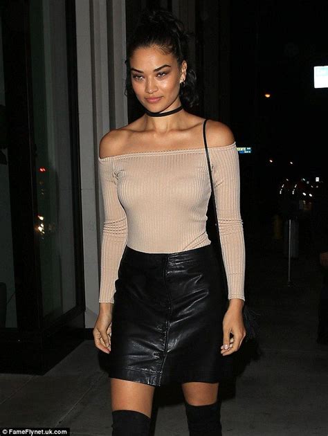 Shanina Shaik Sizzles In Thigh High Black Boots And Leather Skirt Top