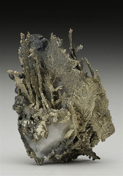 Native Silver With Acanthite On Calcite