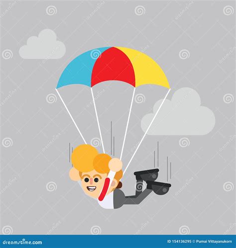 Businessman Flying With Parachute Stock Vector Illustration Of Risk