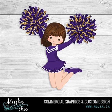 Custom Cheerleader Clipart Purple And Gold Colors Mujka Ca