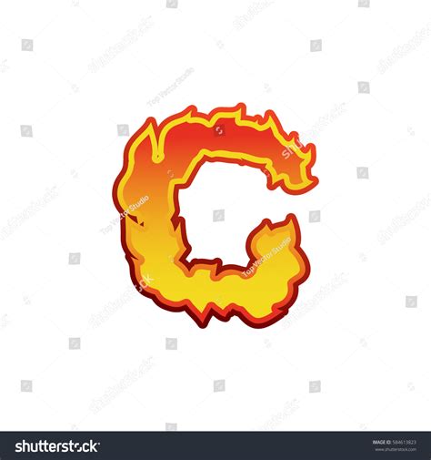 Letter C Fire Flames Font Lettering Stock Vector Royalty Free