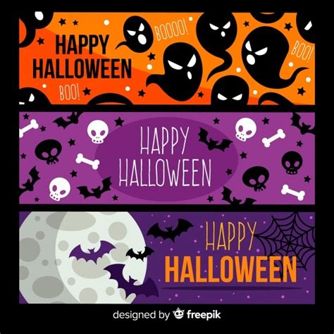 Free Vector Colorful Halloween Banners With Flat Design