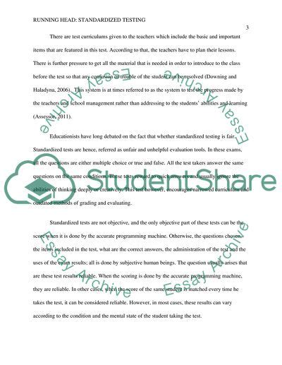 Standardized Testing Research Paper Example Topics And Well Written Essays Words