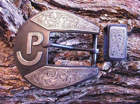 Steel And Silver Hand Engraved Buckle Custom Belt Buckles Western