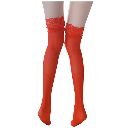 Yanhaigong Sexy Stockings For Women Women Extra Long Satin Lace Thigh High Lingerie Stockings