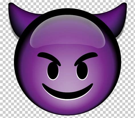 A Purple Devilish Smiley Face With Horns On It S Ears And Eyes