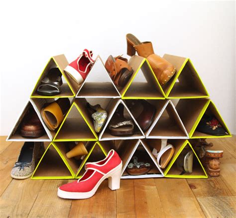 Foyer closet organizer neatly stores and organizes 8 pairs of shoes. Hometalk | DIY Super Space Saving Shoe Rack
