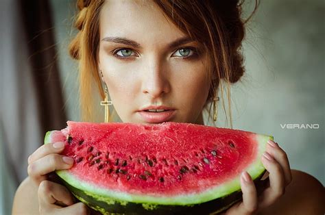 Sweet Summer Model Woman Girl Watermelon Summer Nikolas Verano Yulia Vasilieva Hd